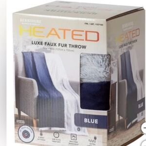 Berkshire Faux Fur Throw with Power Button - Gray and Black